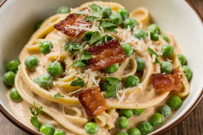 Creamy Pasta with Peas & Pancetta