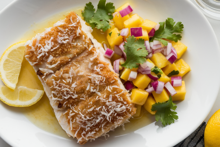 Coconut Crusted Fish with Mango Salsa