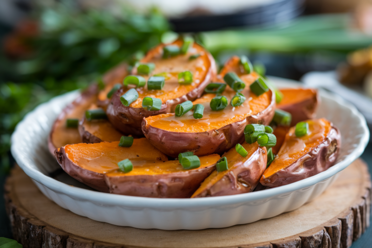 Garlic Butter Roasted Sweet Potatoes