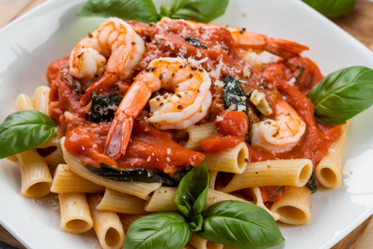 Tomato Spinach Shrimp Pasta