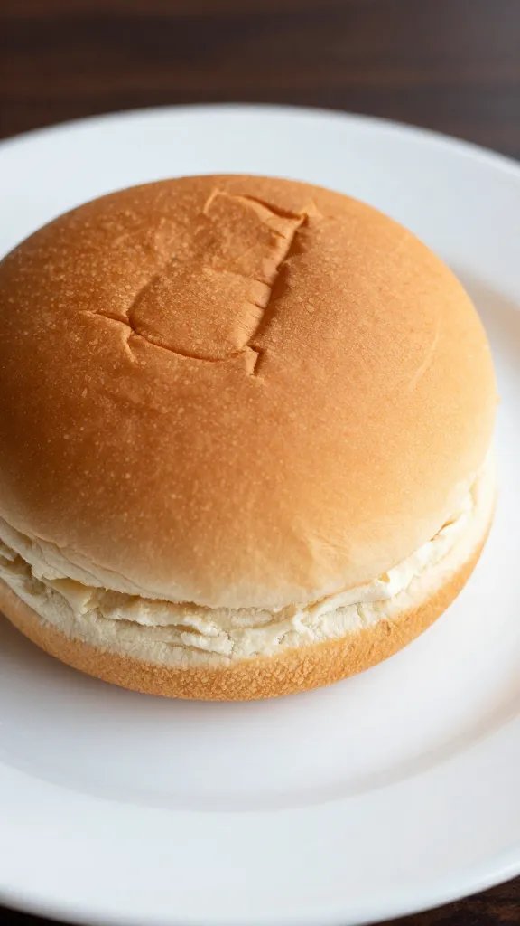 Closeup of a single King’s Hawaiian slider bun on a glossy plate