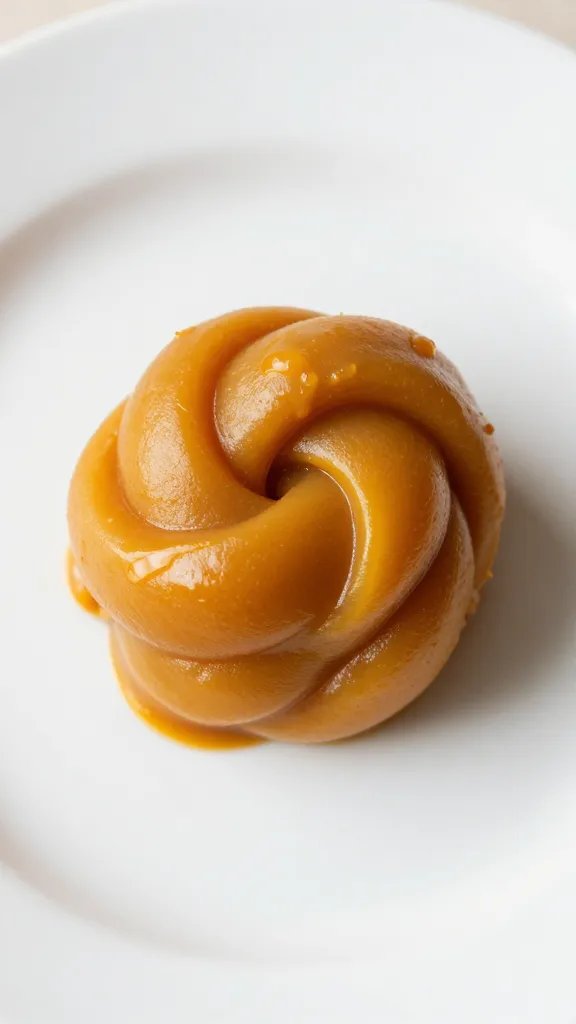 Closeup of a single spiced pumpkin butter knot on a white plate