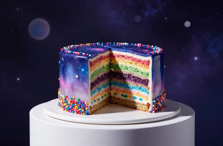 Galactic Confetti Cake: a Cosmic Celebration Bite