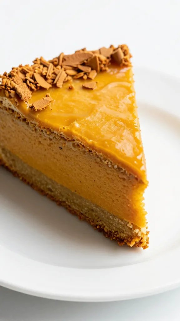 Closeup of pumpkin spice cake slice on a white plate