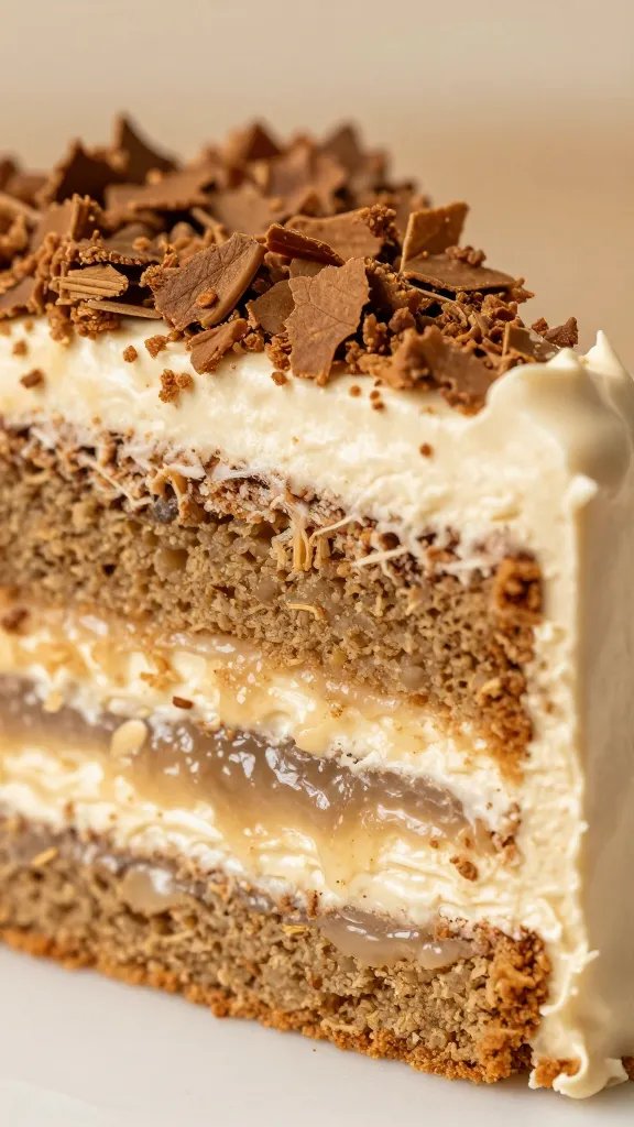 closeup of single cake layer vertical cutting reveal, autumn tones