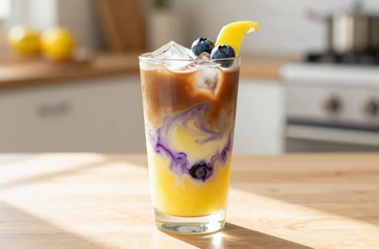 Iced Lemon Blueberry Swirl Latte Recipe: Sunrise Sip