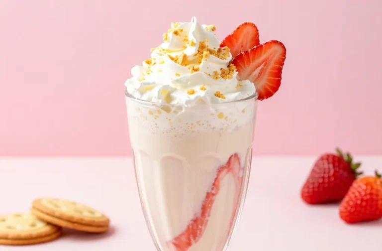 Vanilla Strawberry Cheesecake Milkshake Magic in a Cup