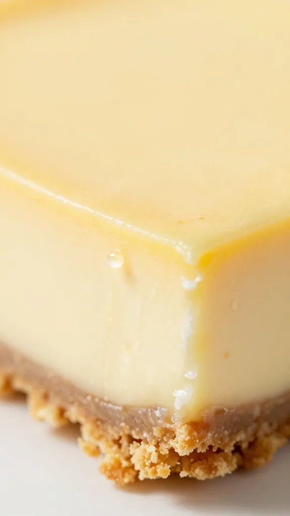 macro shot of cheesecake crust edge with crumbs and butter glisten