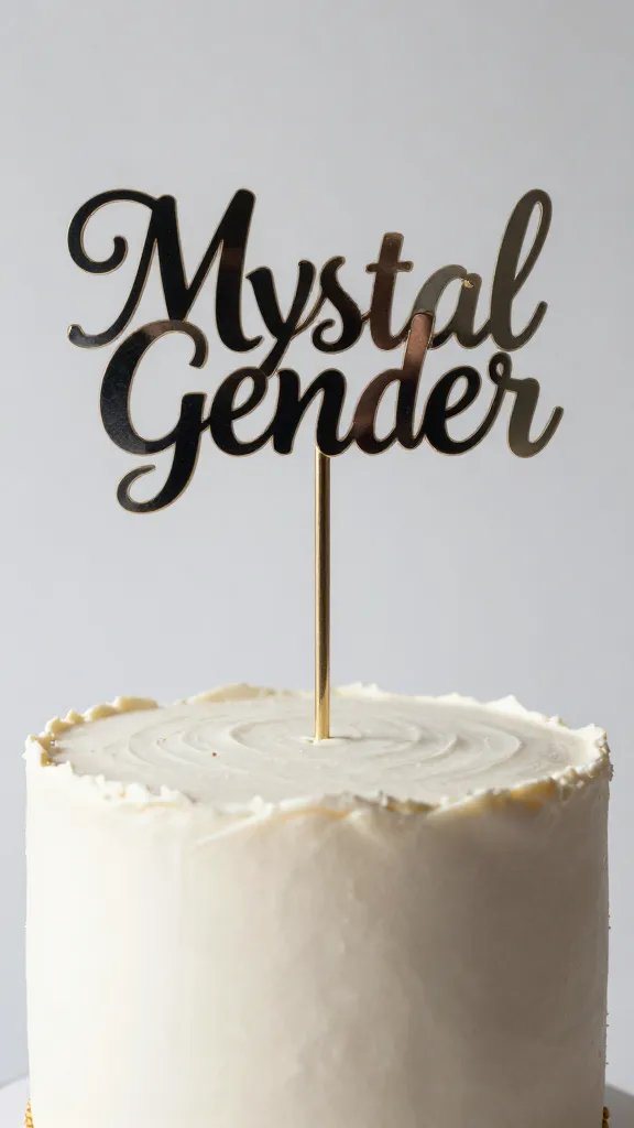closeup of cake topper symbols on Mystical Gender Cake