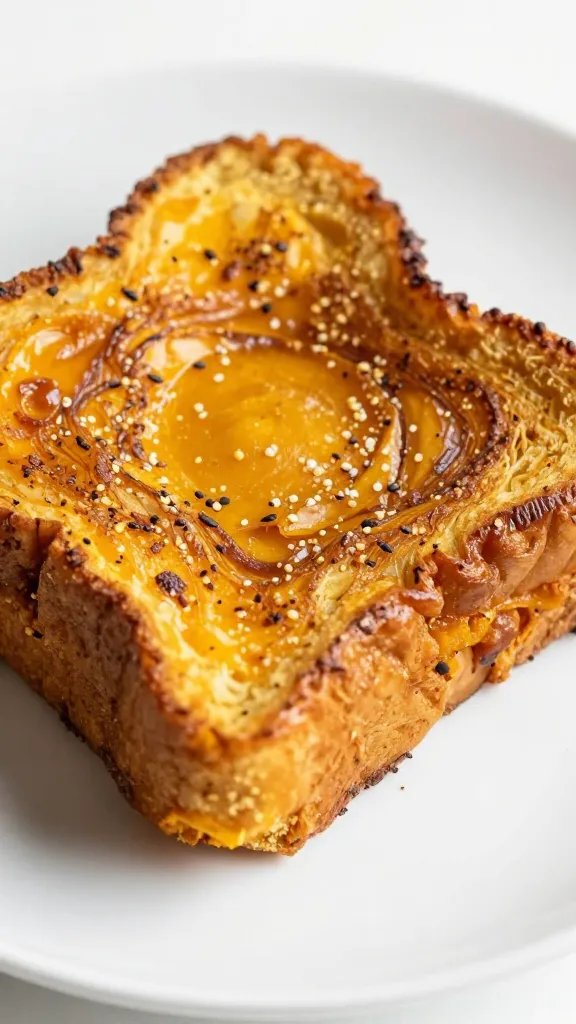 closeup of pumpkin French toast casserole slice on a white plate