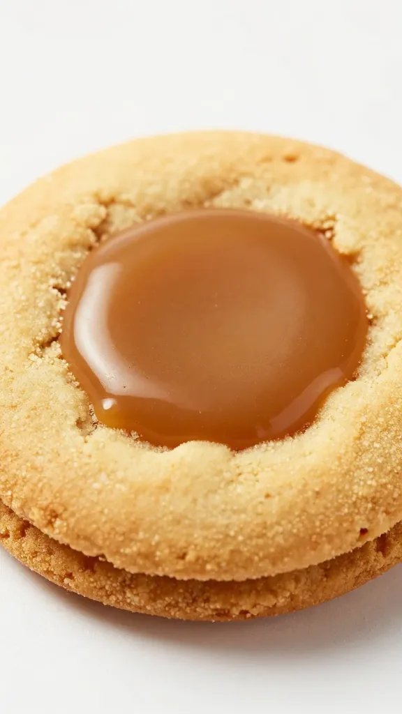 single caramel cheesecake cookie with gooey center, macro shot