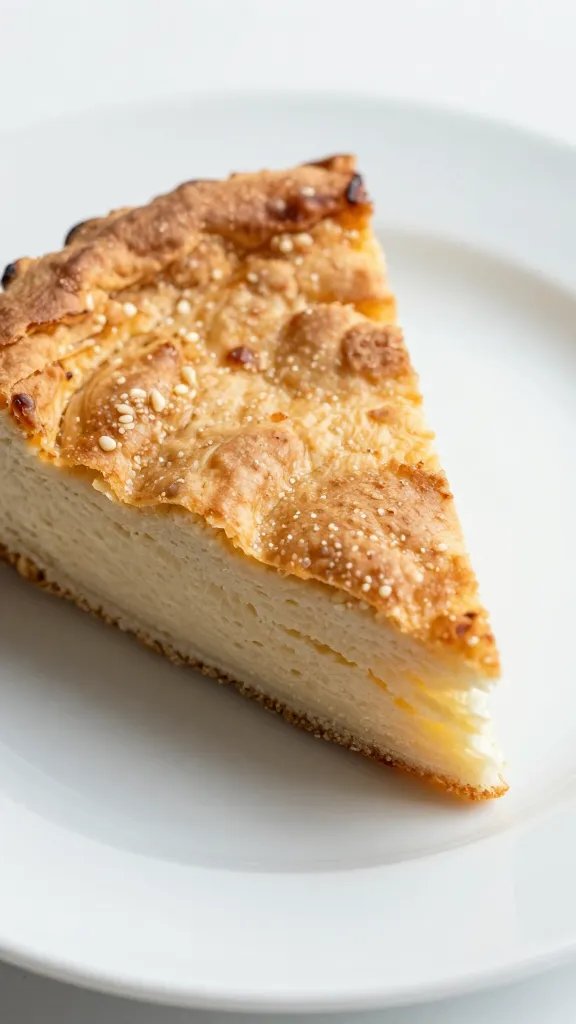 closeup slice of torta della nonna on white plate