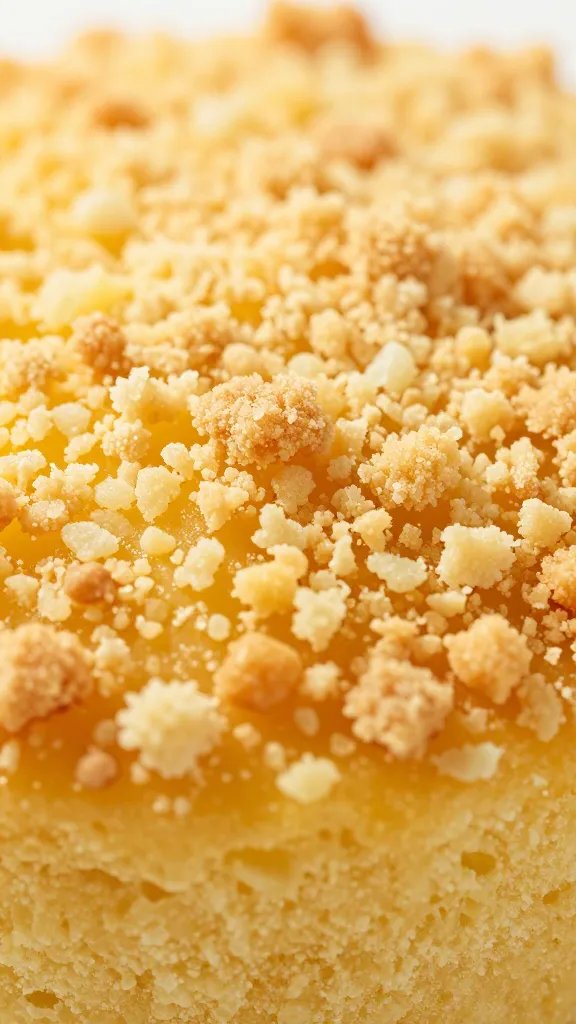 lemon-zested cake crumb macro with crisp golden top