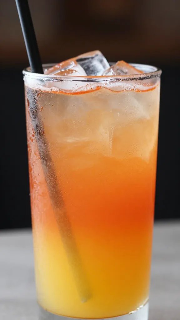 Vibrant layered mocktail, close-up