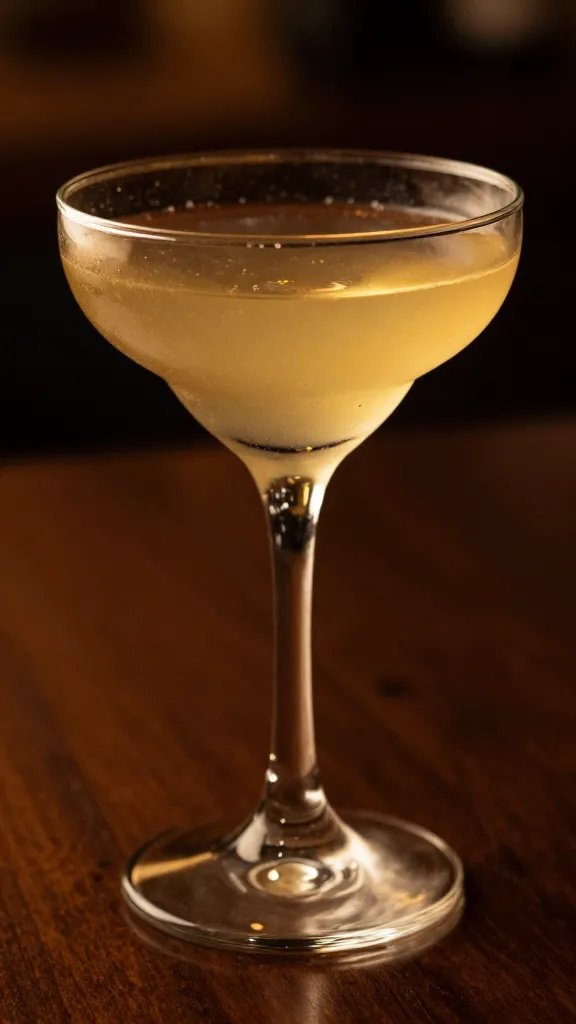 Single cocktail glass, warm golden glow
