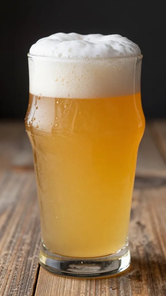 Rustic mug of frothy golden butterbrew.