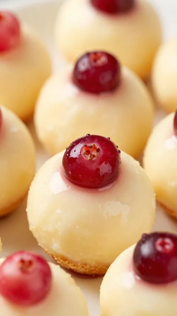 Closeup: cranberries in cheesecake ball.