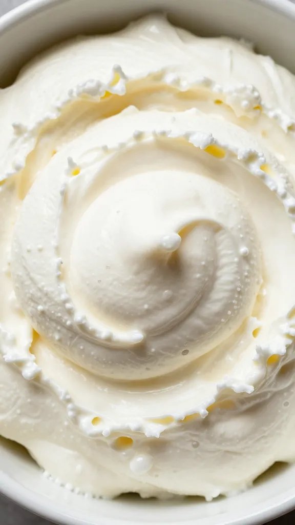 Creamy ricotta cheese in bowl closeup