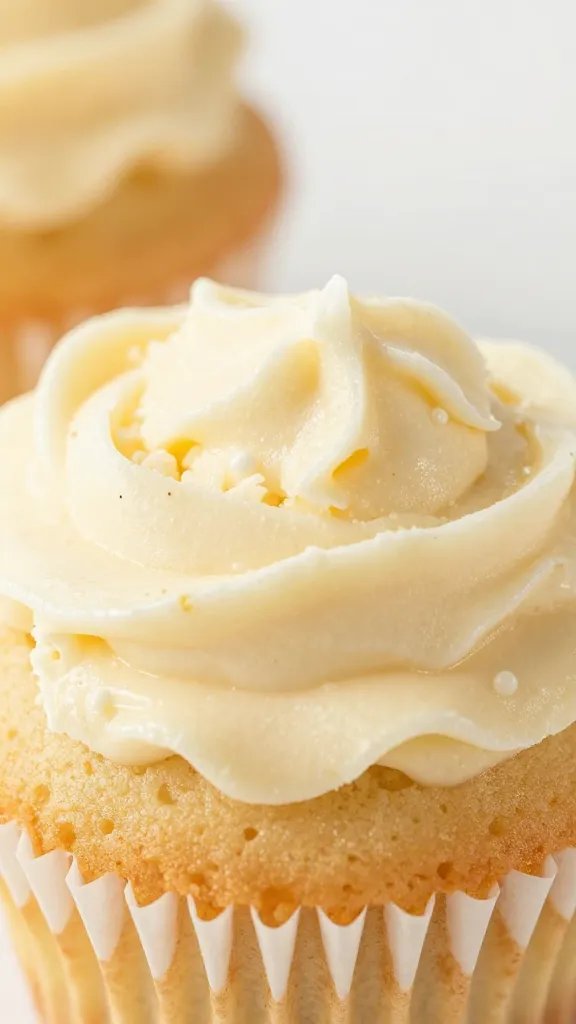 Closeup: vanilla cupcake, perfect tender crumb