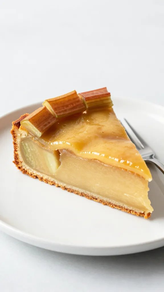 Slice of warm rhubarb dump cake