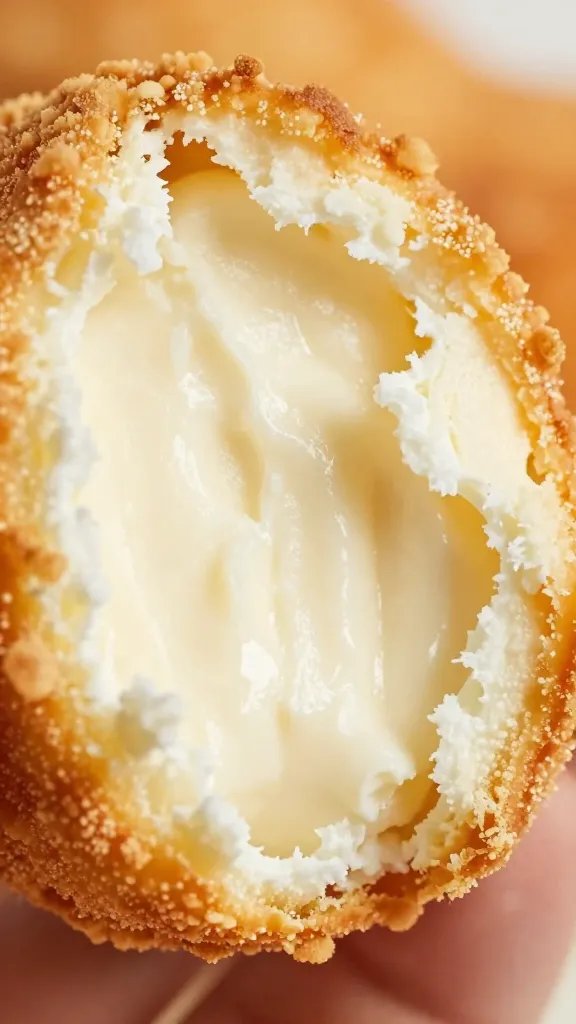 Closeup of fritter's fluffy ricotta interior