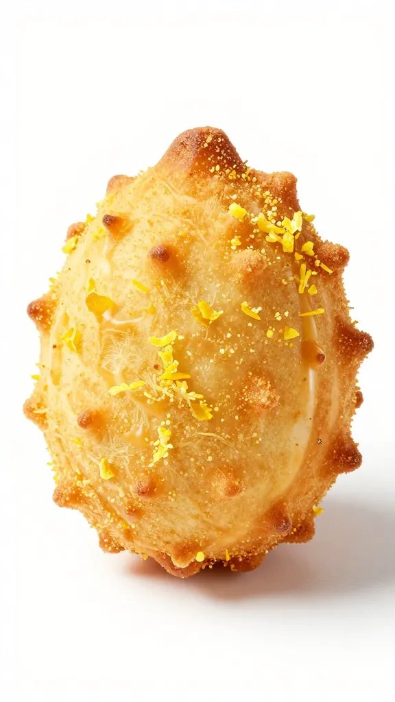Single fritter, bright lemon zest detail