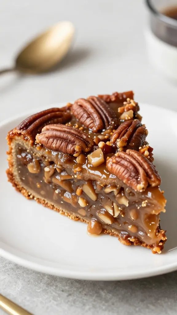 Warm, gooey pecan dump cake slice.